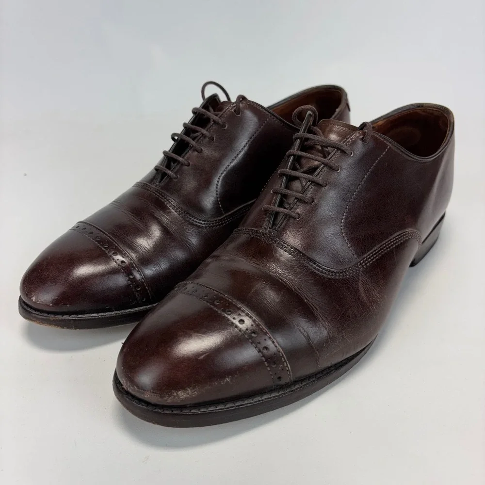 Allen Edmonds Fifth Avenue Oxford Mens 8 Dark Brown Leather Cap Toe Dress Shoes
